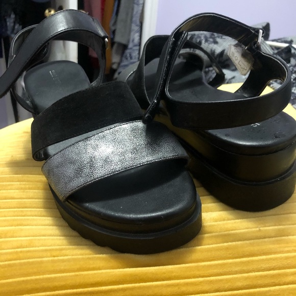 Call It Spring Shoes - BLACK AND SILVER SUMMER SANDALS WITH WEDGE